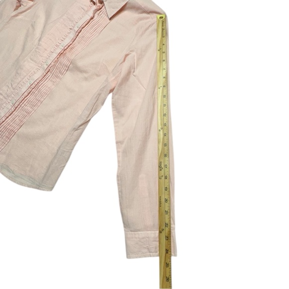 Elle Striped Ruffle Tuxedo Front Button Down Shirt Long Sleeve Size XL Coquette - Picture 9 of 12